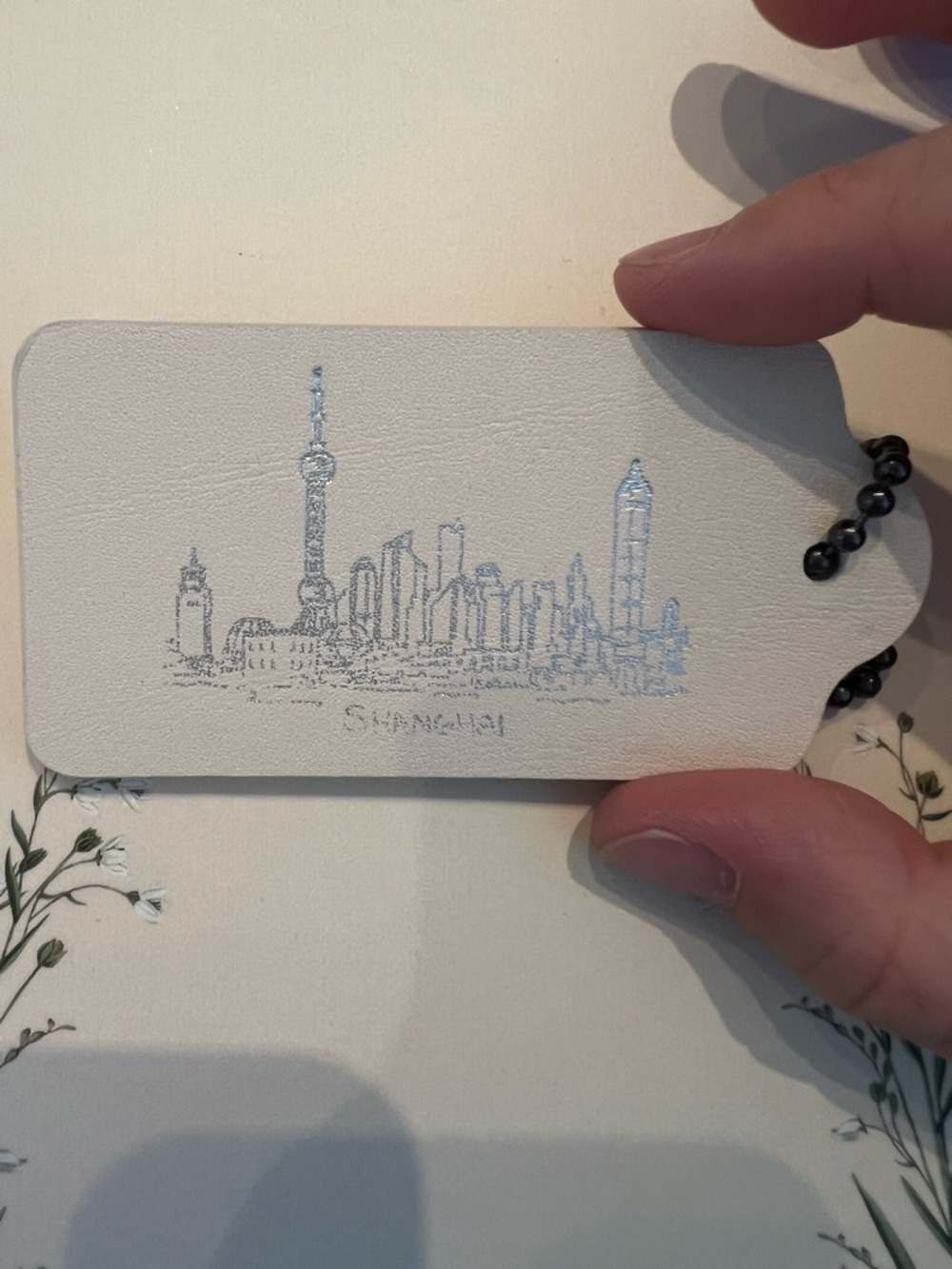 Coach White Silver Shanghai Skyline Leather Hangtag / Bag Charm NEW